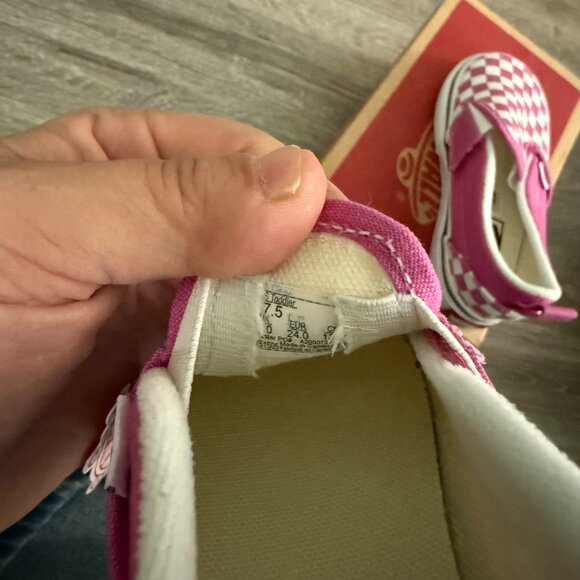 NIB Vans Checker Board Pink Slip On V Skate Shoe Baby Girl Size 7.5 - Picture 6 of 7